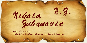 Nikola Zubanović vizit kartica